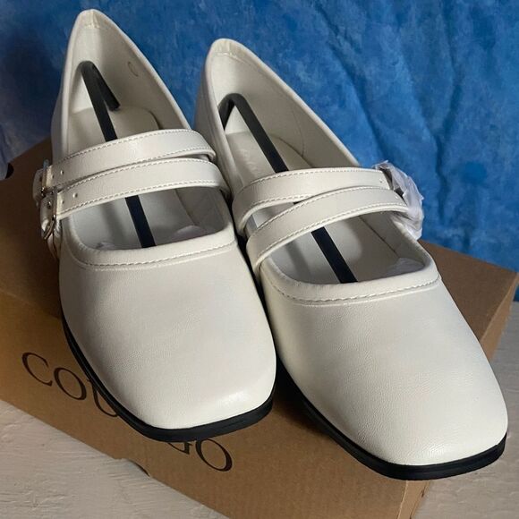 Women's White Buckle Flats sz 7.5, 4A-1311s003 - Picture 2 of 6